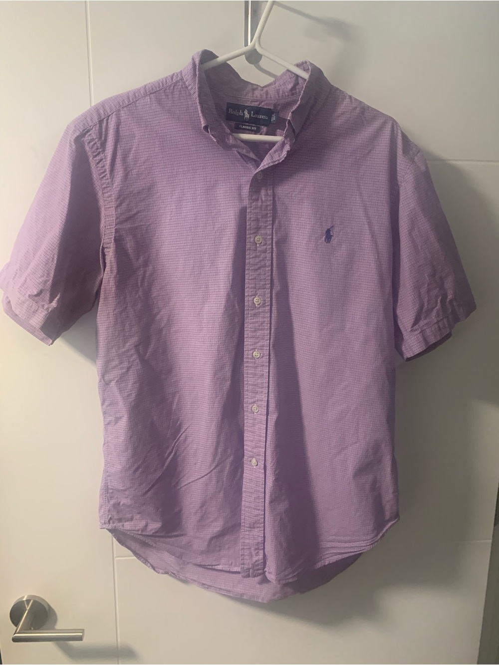 Polo by Ralph Lauren Men's Purple Short-Sleeve Button-Down Shirt A16